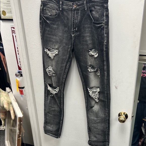 rxxkkk denim Other - Men's Distressed Skinny Jeans in Charcoal Black